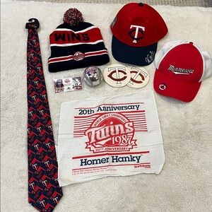 Minnesota Twins MLB lot 100% Silk Tie baseball cap baseball Homer hanky